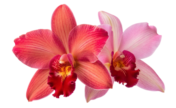 Beautiful orchid flowers in pink and red for floral design and tropical flower background and wallpaper use