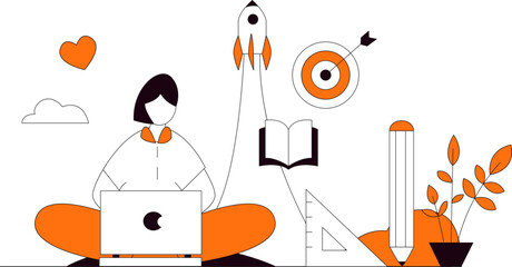 Cartoon hand-drawn flat character vector illustrations