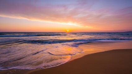 Sunset Beach Ocean Waves Golden Hour,