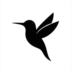 Hummingbird Silhouette Logo, Solid Black Shape