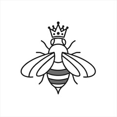 Line Art Queen Bee Logo With Simple Body and Crown