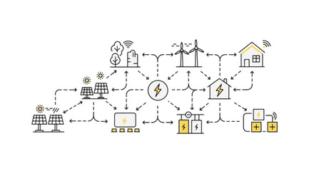 Smart grid network illustration.