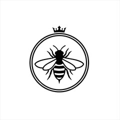 Royal Bee Logo Inside Circle Frame, Vector Illustration