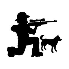Naklejka premium silhouette of a hunter aiming at his targe