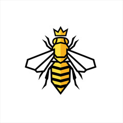 Flat Vector Queen Bee Logo, Geometric Shapes