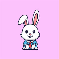 Adorable Bunny Mascot Drawing, Rabbit Vector Illustration Art