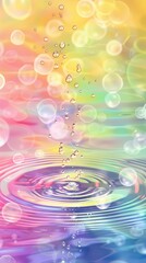 Rainbow-colored water drop ripple foam illustration poster background