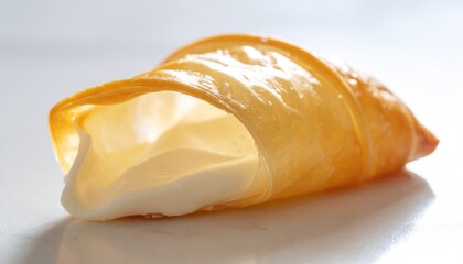 Delicate cream horn pastry revealing the luscious filling within its golden shell