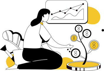 Cartoon hand-drawn flat business office character vector illustrations