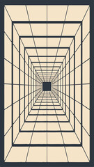 Abstract perspective tunnel with grid pattern perfect for creative visual design projects
