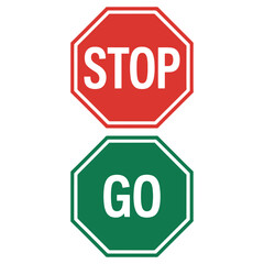 Stop and Go Traffic Signs &ndash; Octagon Shape Vector Illustration for Road Safety and Education