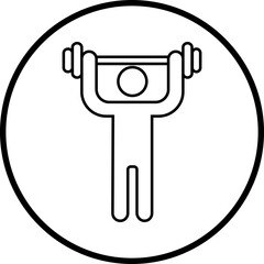 Weight lifting man icon outline style. Powerful fitness vector of bodybuilder holding weight for gym Logo design. Strength training symbol. Powerlifter squatting, sport sign illustration collection.
