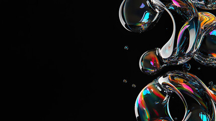 Abstract composition on black black background, copy space. 