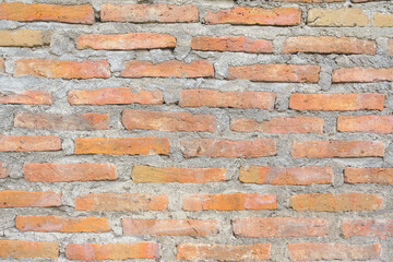 Brick wall of red color, old red brick wall texture background.