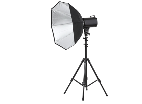 Studio photography lighting kit on tripod isolated on transparent background