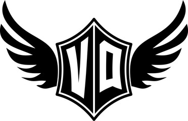 VQ logo emblem with winged and shield template