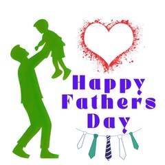 Happy fathers day green silhouette isolated on white background
