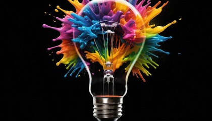 Heart-shaped hot air balloon glowing bright like an innovative lightbulb