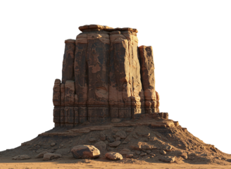 Monument valley butte rock formation isolated on transparent background