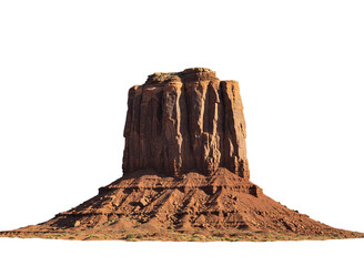Monument valley butte rock formation isolated on transparent background