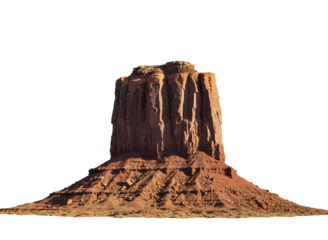 Monument valley butte rock formation isolated on transparent background