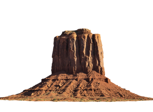 Monument valley butte rock formation isolated on transparent background