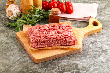 Raw uncooked red minced meat