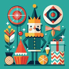 Colorful Abstract Design with Geometric Shapes and Lines
