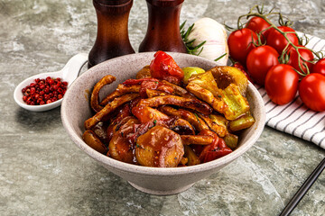 Asian cuisine pork in oyster sauce