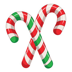 Classic Candy Canes Vector Illustration Isolated on White