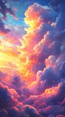 Colorful clouds outdoor landscape illustration poster background