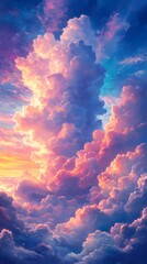 Colorful clouds outdoor landscape illustration poster background