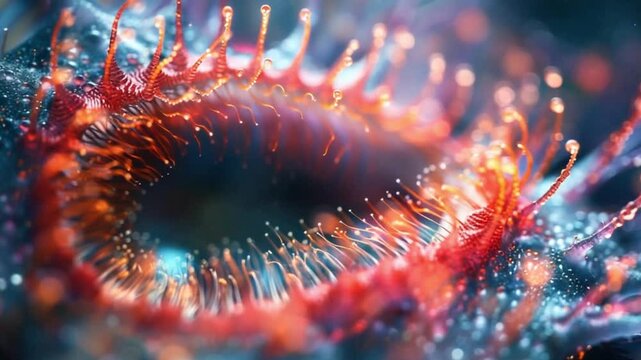 close up view of a Venus flytrap plant with clear detail view