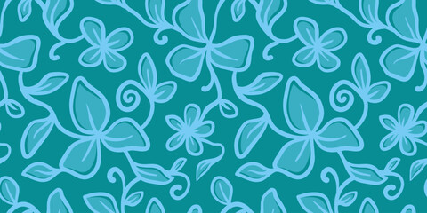 Abstract floral art seamless pattern. Trendy contemporary floral nature shape background illustration. Natural organic plants leaves prints artwork wallpaper. Vintage spring