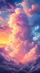 Colorful clouds outdoor landscape illustration poster background