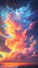 Colorful clouds outdoor landscape illustration poster background