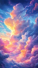 Colorful clouds outdoor landscape illustration poster background