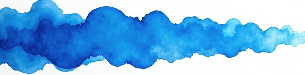 Intense blue watercolor blot, dynamic strokes, wash, art