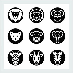 black and white icons set
