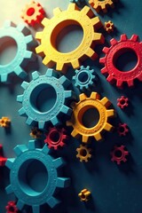 Interlocking gears symbolize collaboration and synergy in business , combining, innovation