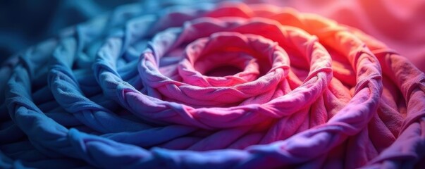 Intertwined spiral circles, gradient hues, organic shapes, contemporary, graphic