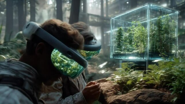 VR Forest Exploring Virtual Plants.
