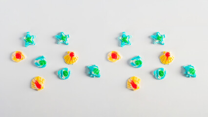 Jelly coke bottle and various shapes, colorful and delicious, transparent background