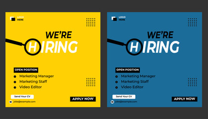 Vector we are hiring announcement template design.