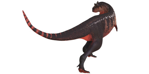 Realistic 3D-rendered dinosaur on white background.