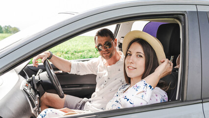 Child in car. Family vacation trip road. Seat travel freedom summer.