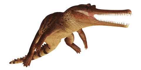 Obraz premium Realistic illustration of a prehistoric crocodile.