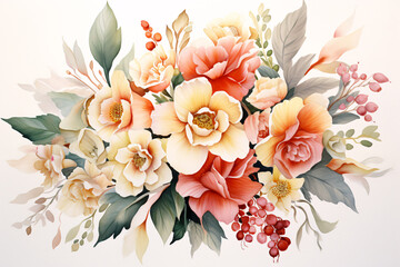 Watercolor Flowers Bouquets, illustration background