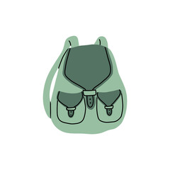 Camping Backpack, Hand Drawn Flat Vector Illustration