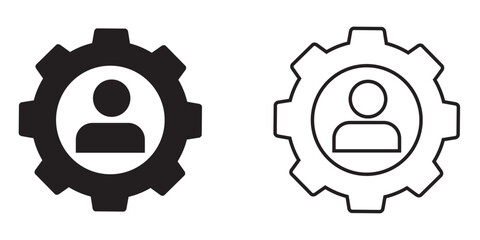 Icon depicting user settings in two contrasting styles, representing customization and personalization options